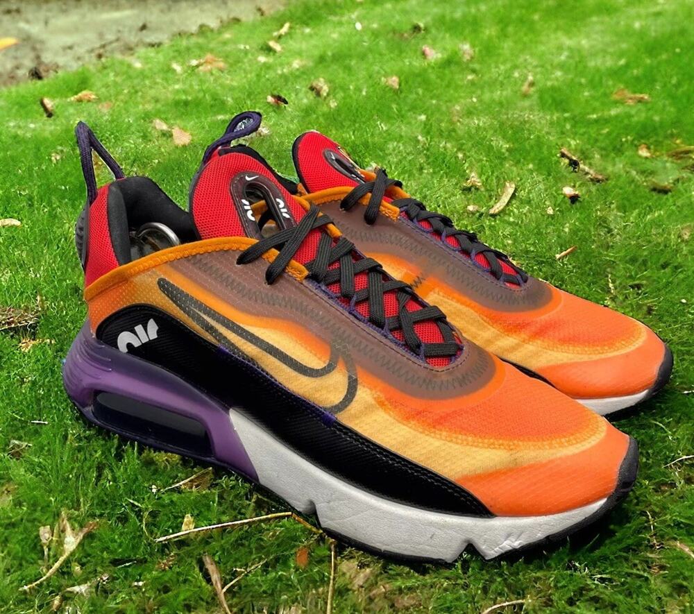 Nike Air Max 2090 Run Gym Shoes Rare Magma Orange Purple Mens Size 8 Fast Ship